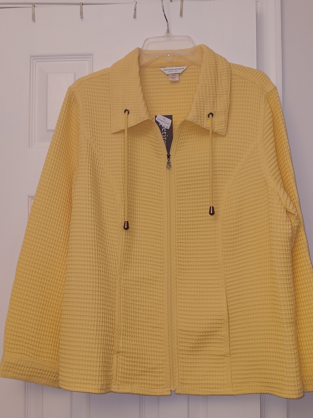 Christopher & Banks Sunny Yellow Waffle Zip Jacket